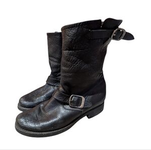 FRYE Veronica Short Black Leather Boots Size 8.5  Slouchy Soft Leather Biker